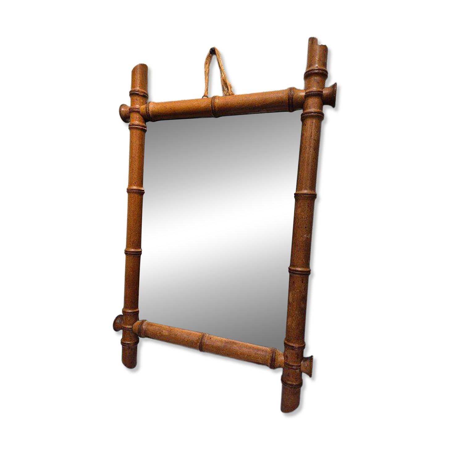 Miroir vintage en bois imitant le bambou