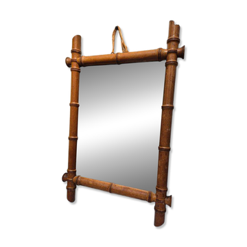 Miroir vintage en bois imitant le bambou