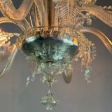 Venetian Chandelier in Colorless Murano Glass, 6 Light Arms Circa 1930