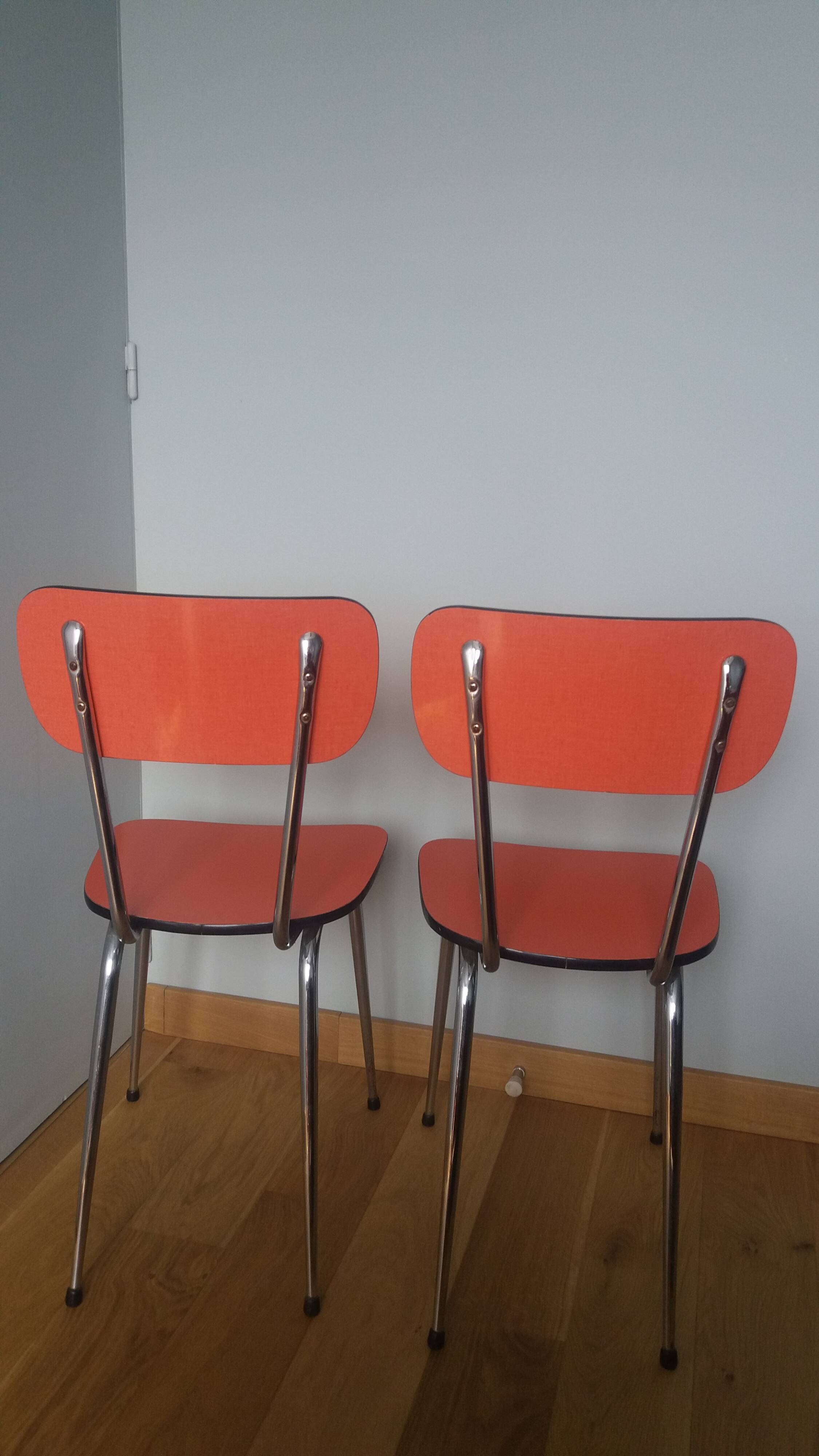 Chaises en formica et métal chromé