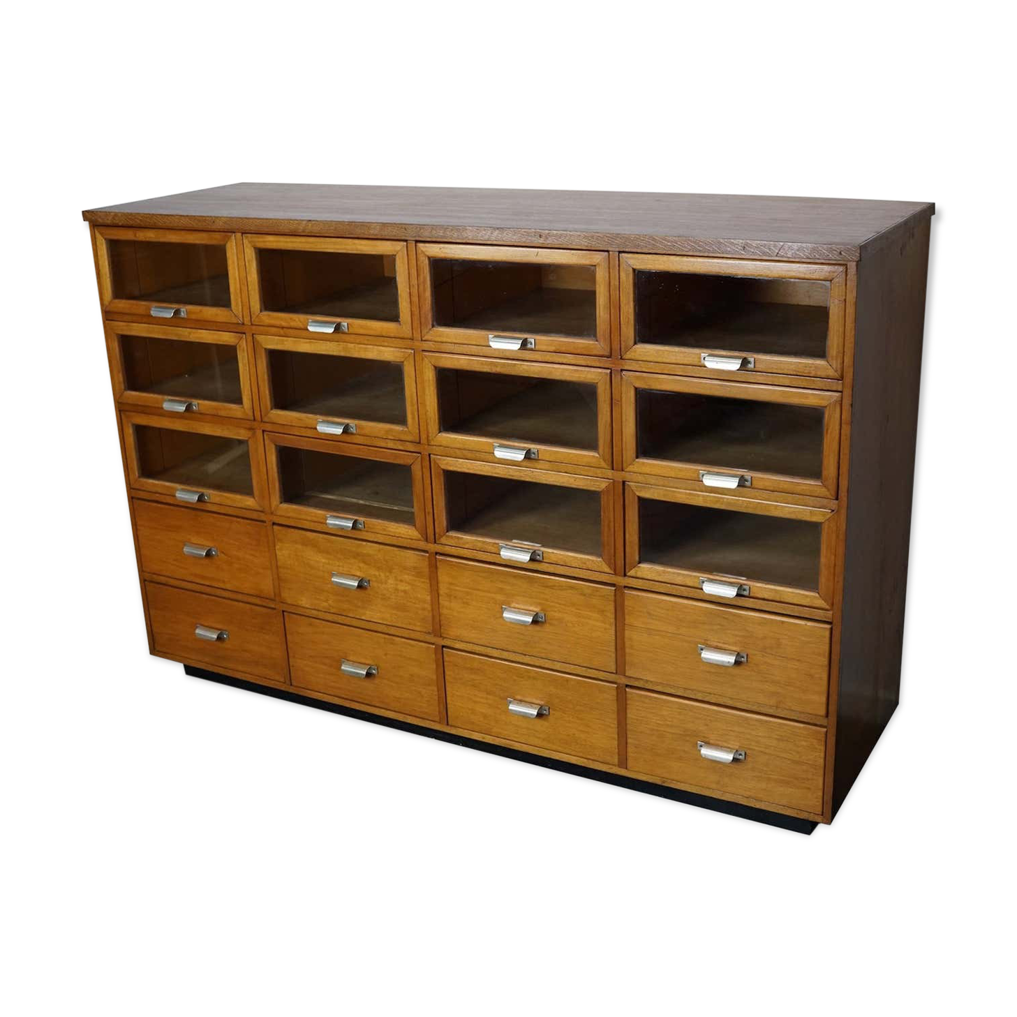 Vintage haberdashery furniture in beech and oak Netherlands 1950s