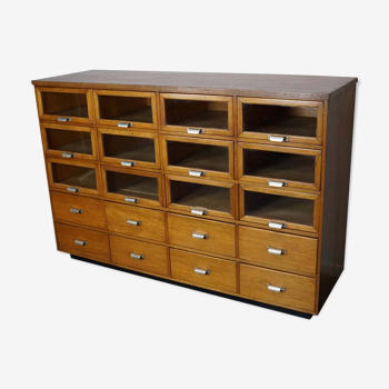 Vintage haberdashery furniture in beech and oak Netherlands 1950s