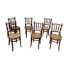 Lot 6 anciennes chaises cannées de bistrot bois marque fischel début xx eme