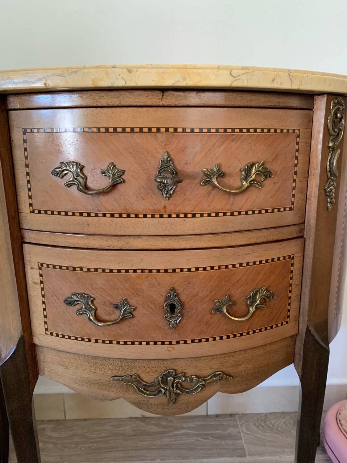 Small Louis XV style half-moon chest of drawers