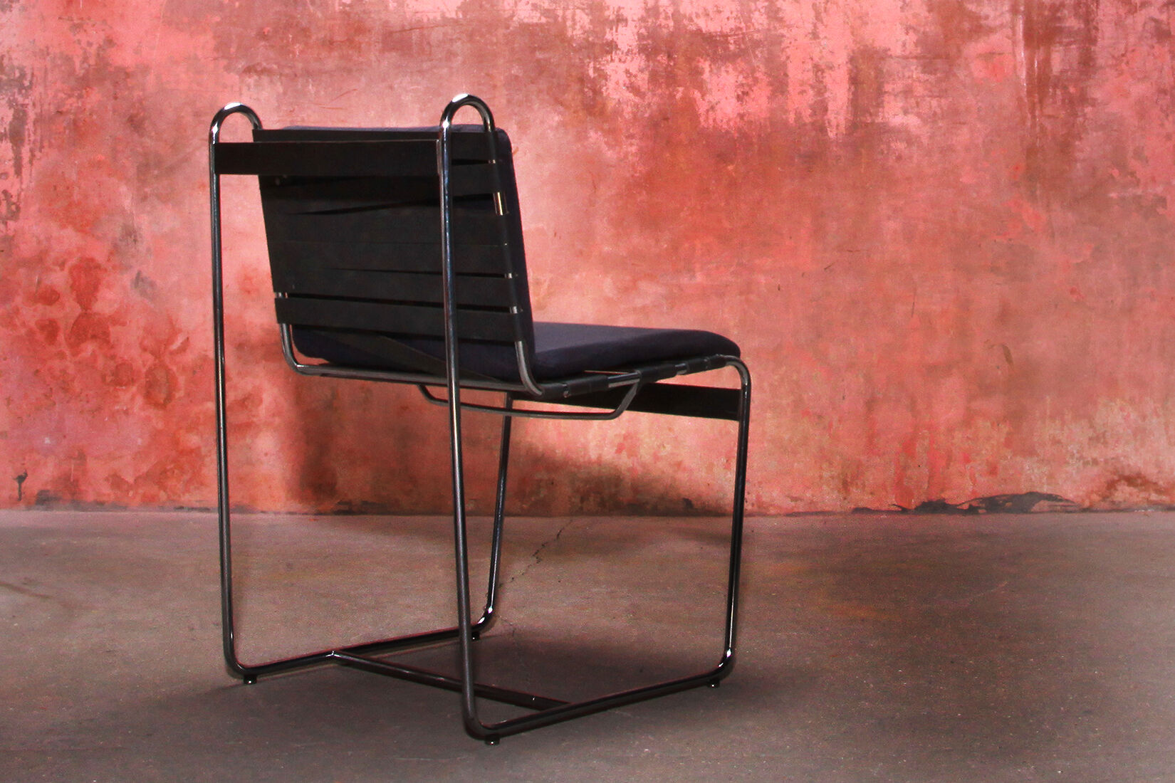 Set of four vintage chrome metal tube mid century chairs