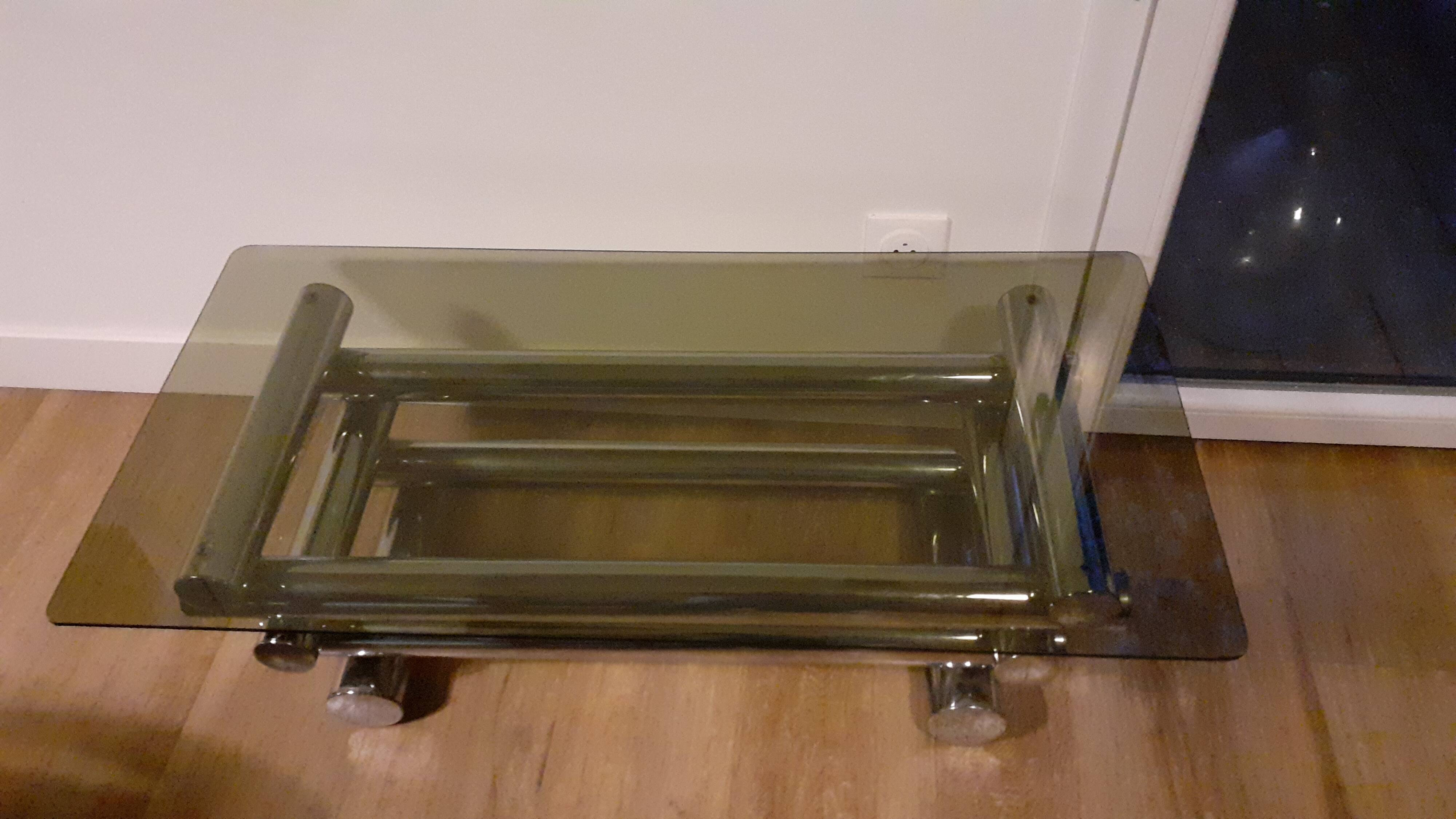 70s coffee table glass and metal design