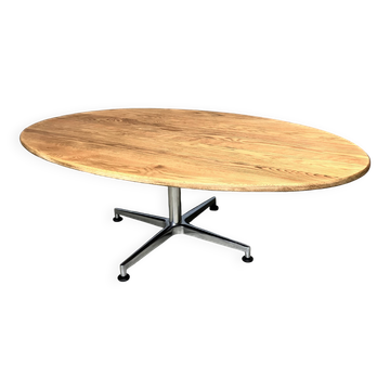 Vintage oval coffee table in chrome oak.
