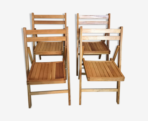 Lot de 4 chaises pliantes vintage en pin
