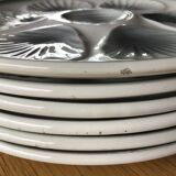 6 assiettes à huîtres Moulin des Loups blanc et gris