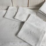 Old damask tablecloth and towels