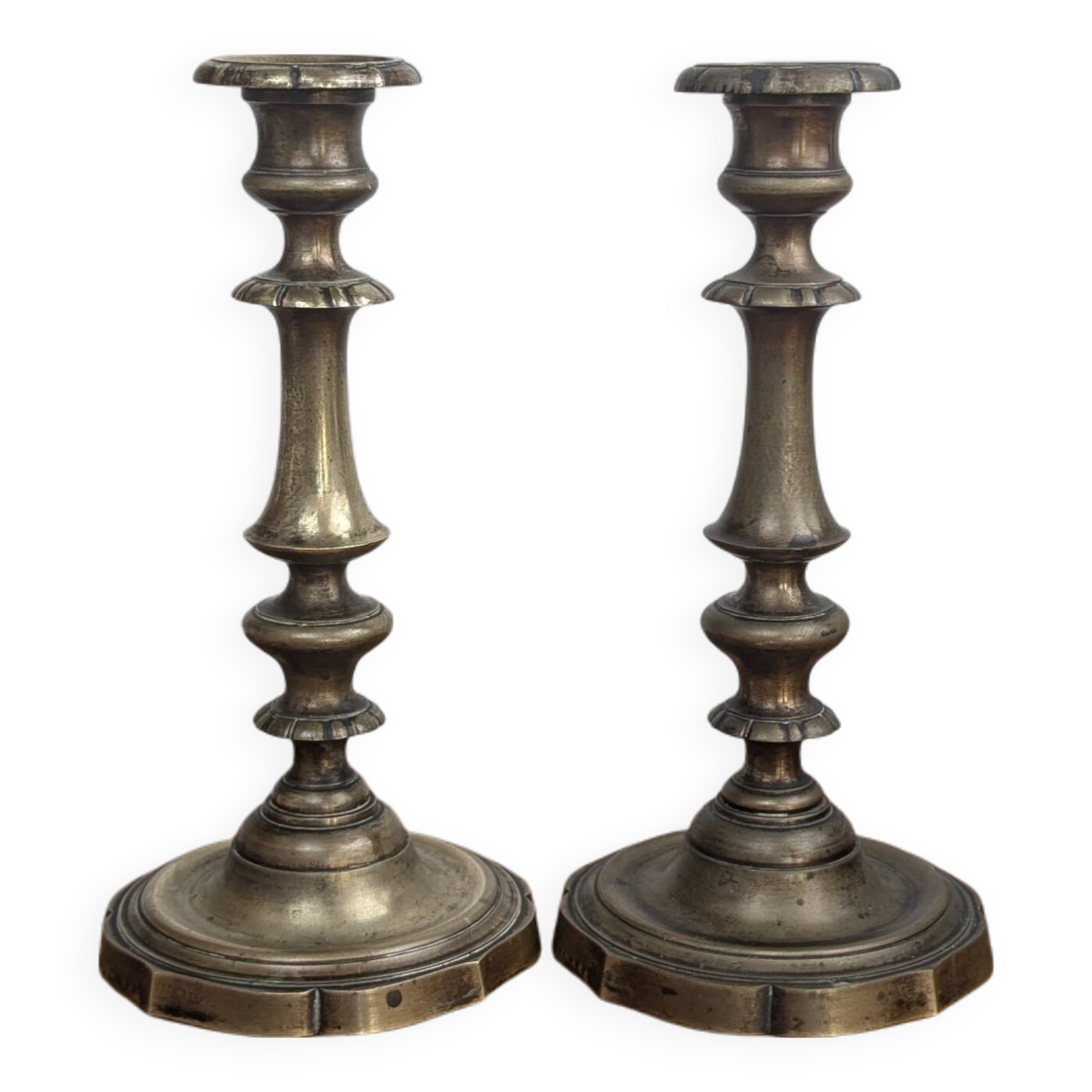 Pair of Louis XV Style Bronze Candlesticks, Late 19th Century