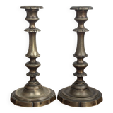 Pair of Louis XV Style Bronze Candlesticks, Late 19th Century