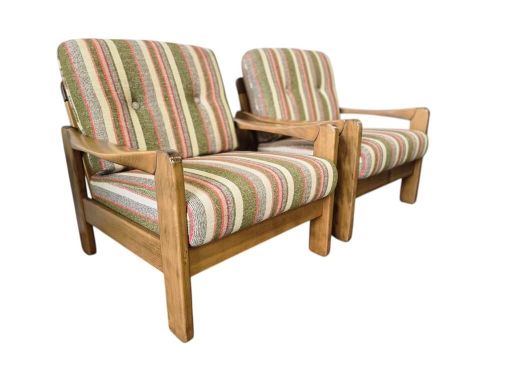 Set of 2 vintage wooden armchairs / chairs / seats