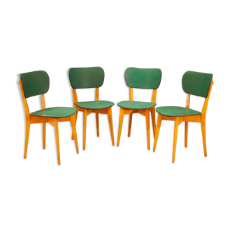 Suite de 4 chaises françaises vintage 1970