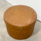 Brown leather patchwork storage pouffe