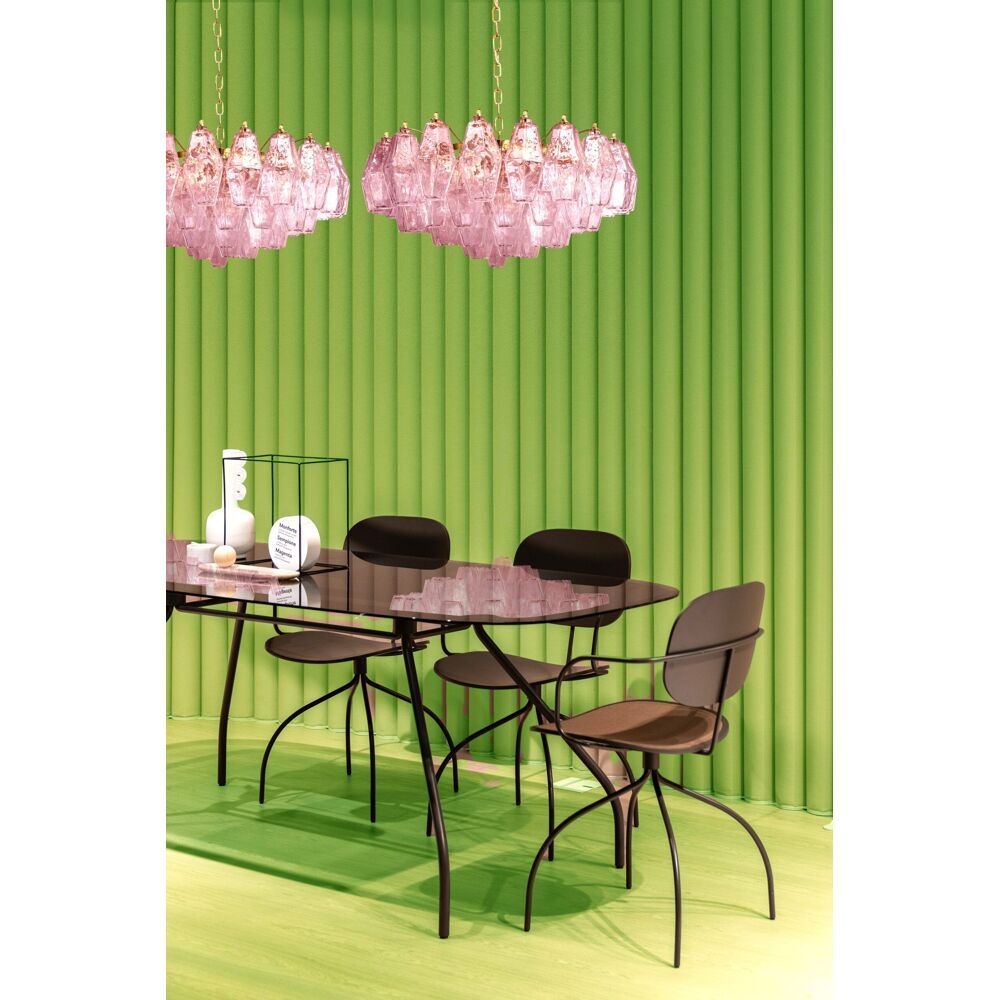 Pink “poliedri” murano glass chandelier