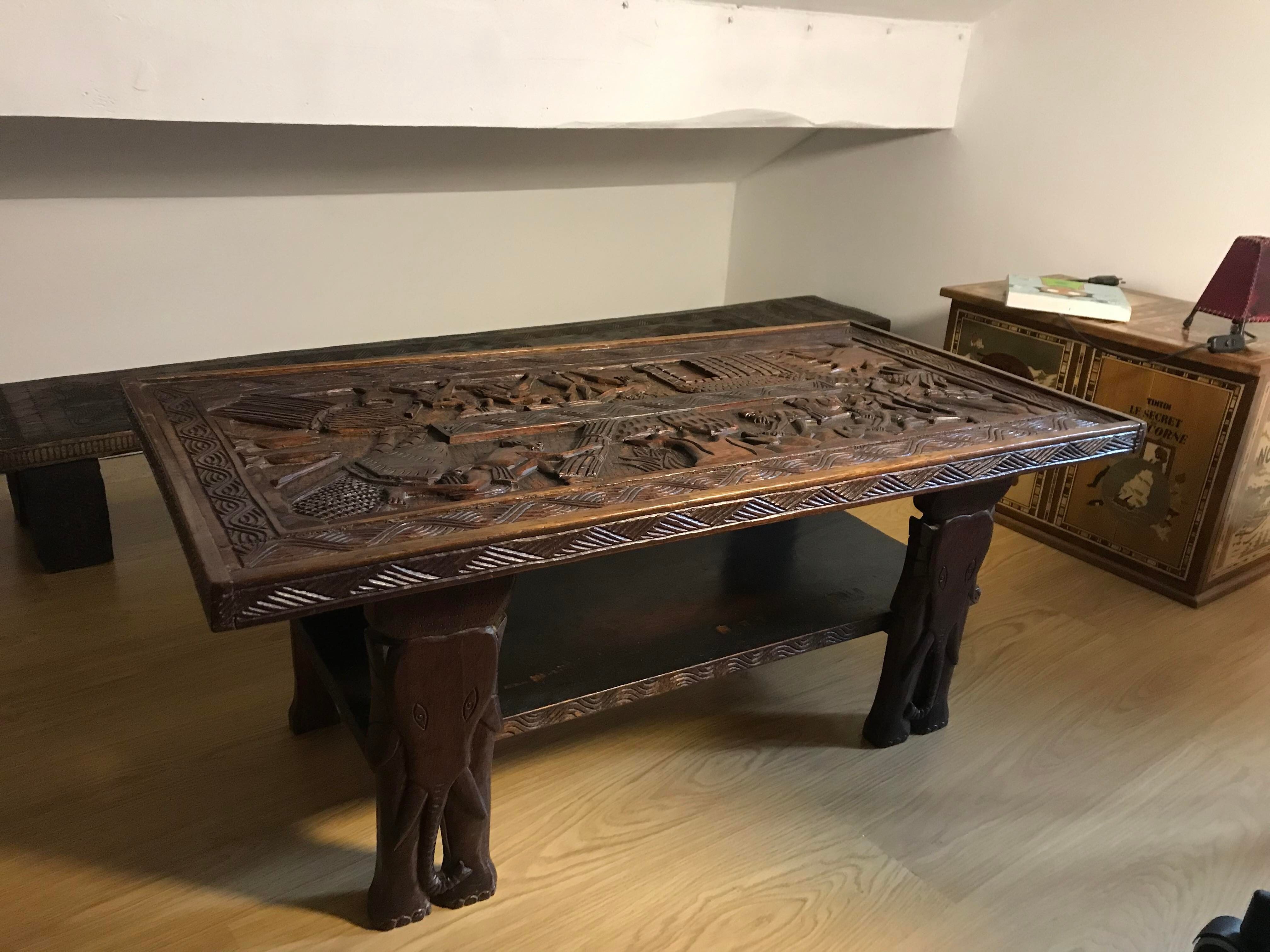 Carved Senegalese coffee table