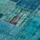Handmade oriental 170 cm x 242 cm turquoise patchwork carpet