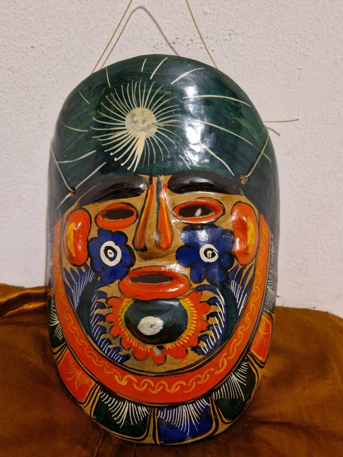 Handmade terracotta Mexican folk mask