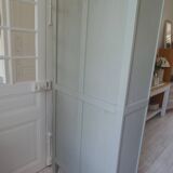 Vintage shallow bookcase re-enchanted in verdigris.