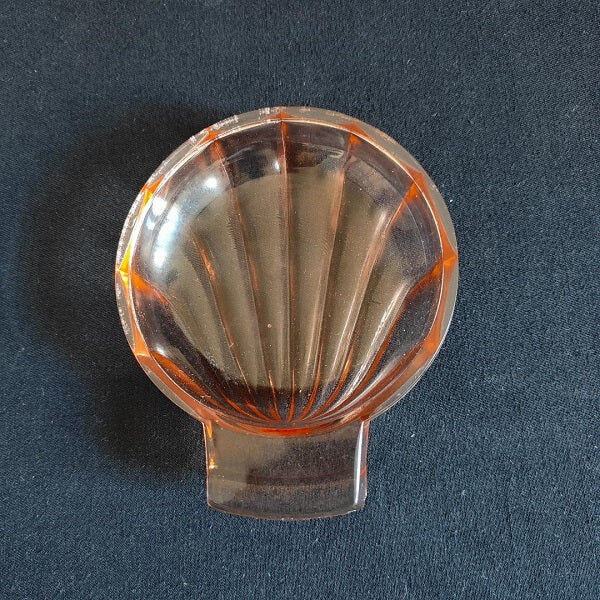Pink glass soap dish