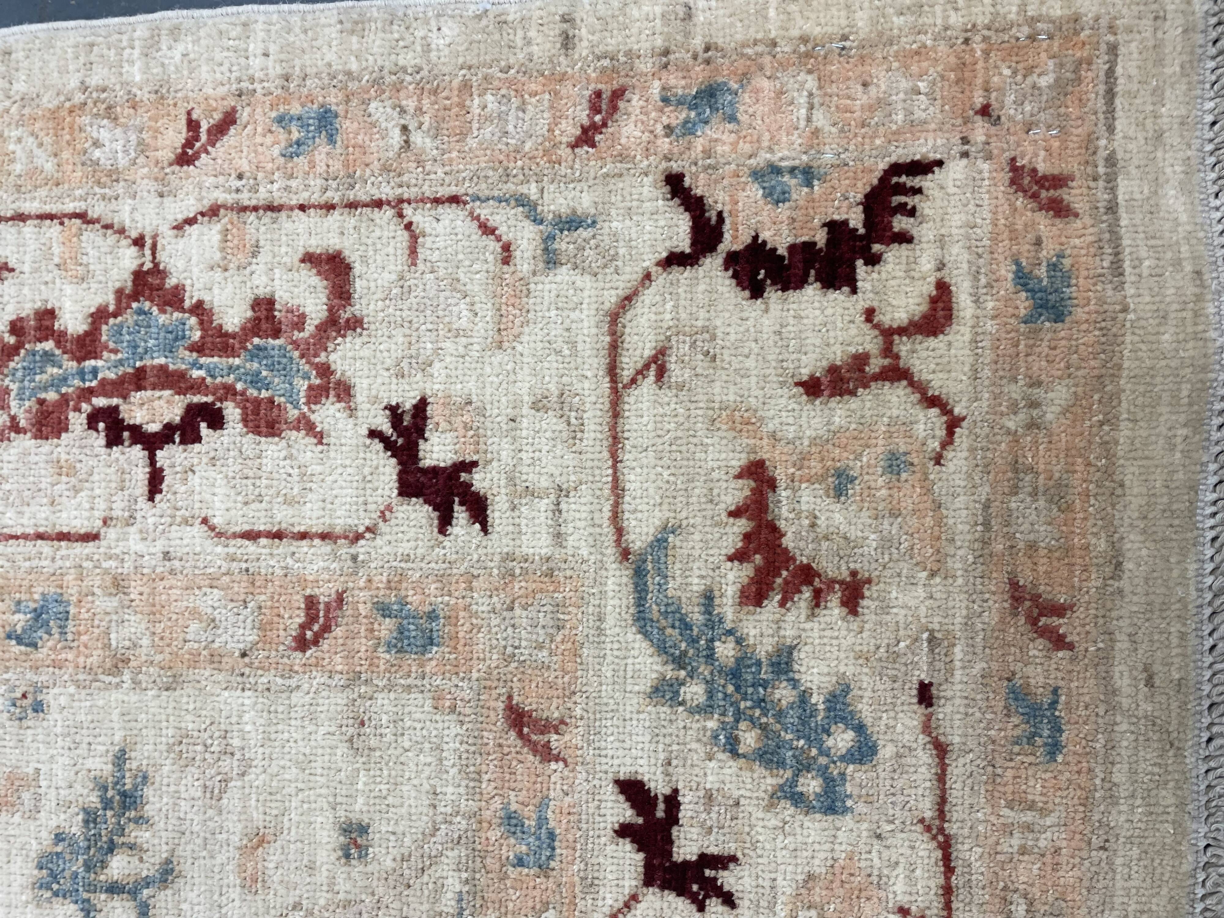 Handmade Cream Wool Floral Rug, Modern Oriental Living Room Carpet