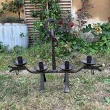Large vintage brutalist wrought iron candlestick from the 1960s