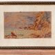 Signed watercolor, red rocks of Menton