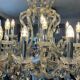 Chandelier 35 Murano glass lamps and crystal tassels D120cm