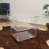 Table roulante design vintage en plexiglas – David Lange, Les Invisibles du