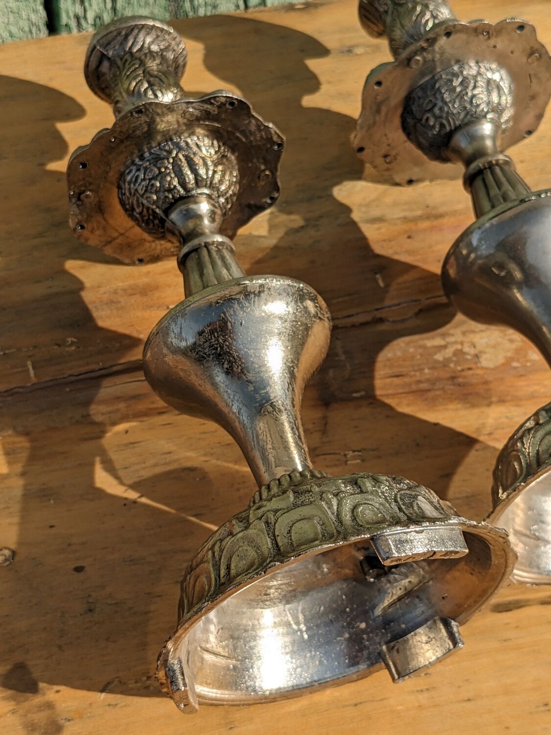 Pair of silver candle holders
