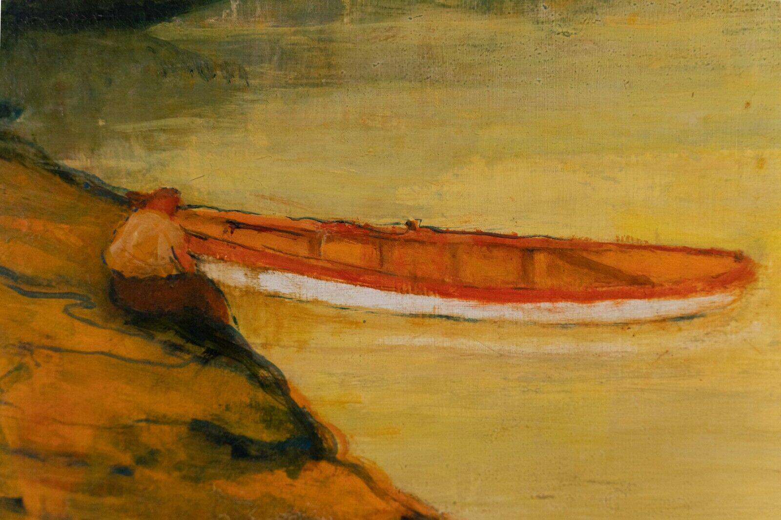 Oil on panel by bernard devanne nantes at the water's edge