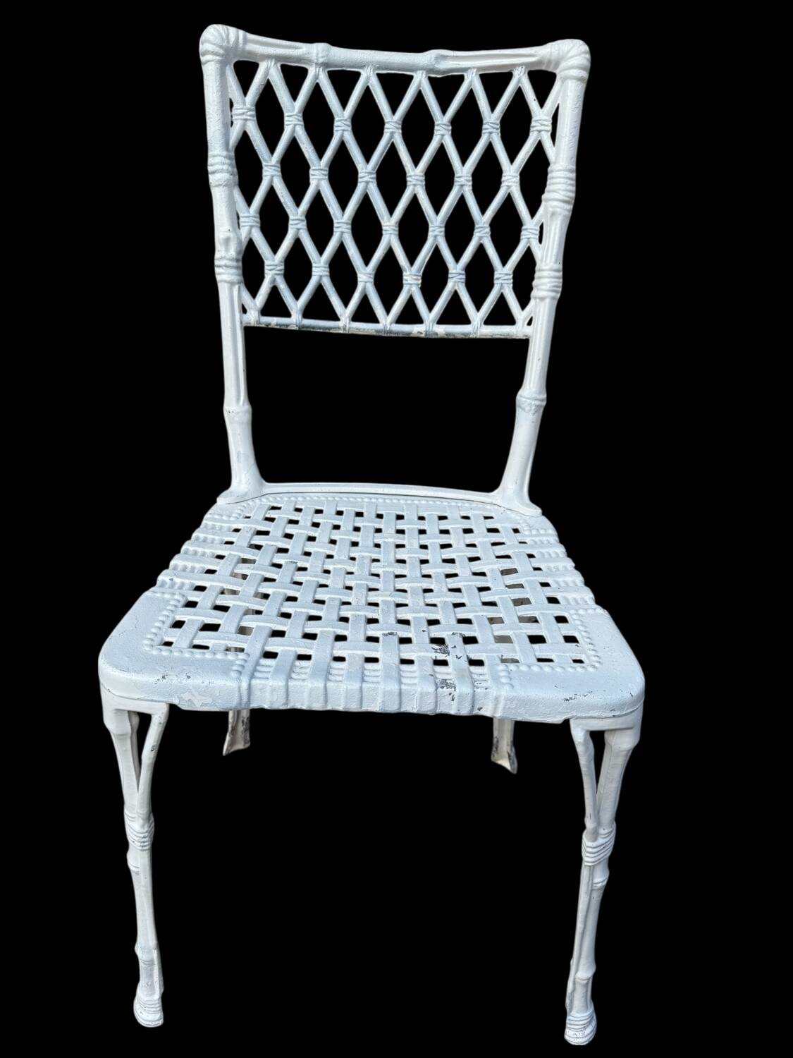 Paire de chaises en fonte d’aluminium décor bambou, Espagne 1960