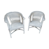 Paire de fauteuils en rotin