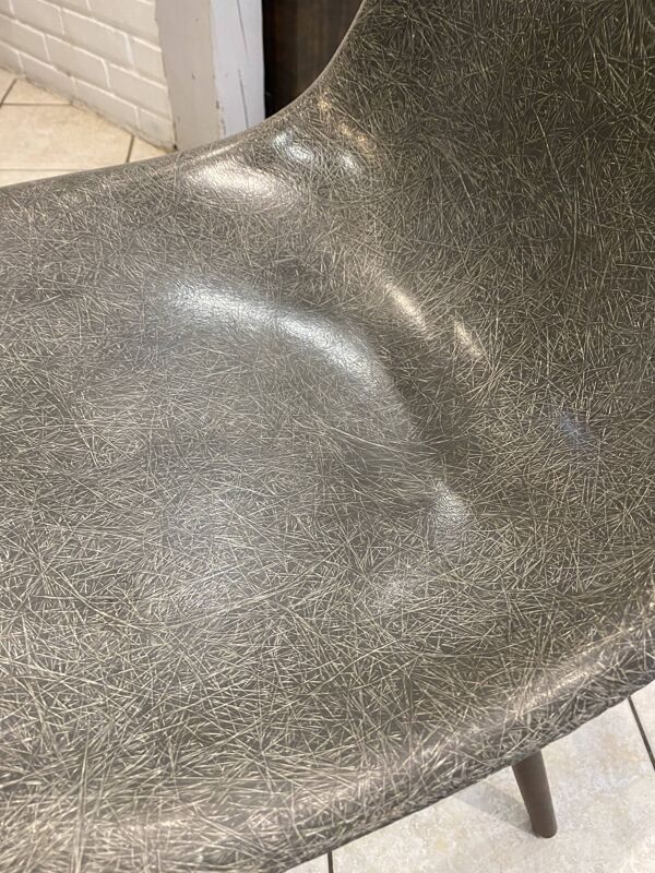 Chaise dsw fibre elephant grey gris dowel noyer eames herman miller vintage