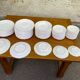 Service of 84 vintage white porcelain plates.
