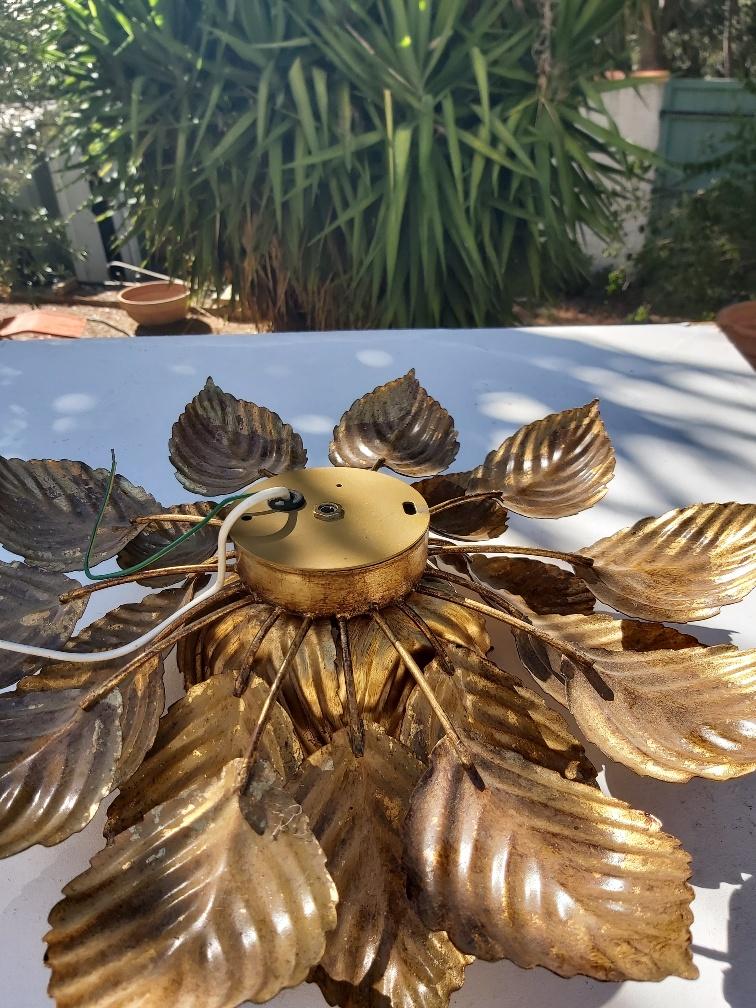 Sconce metal golden leaves 70s