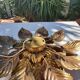 Sconce metal golden leaves 70s