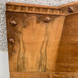 Carved wooden art deco headboard and footboard