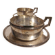 Duo de tasses à chocolat en métal argenté