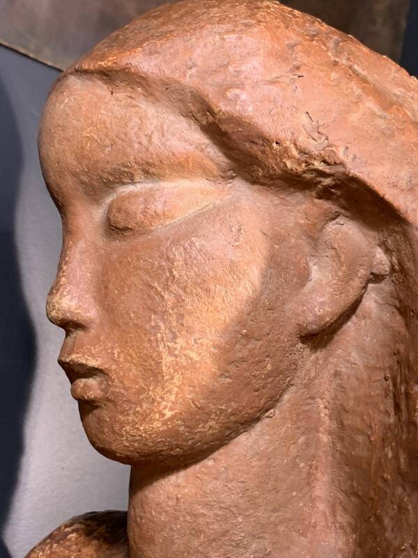 Art Deco Expressionist Sculpture "Nude Female Bust" unique piece 1940