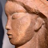 Art Deco Expressionist Sculpture "Nude Female Bust" unique piece 1940