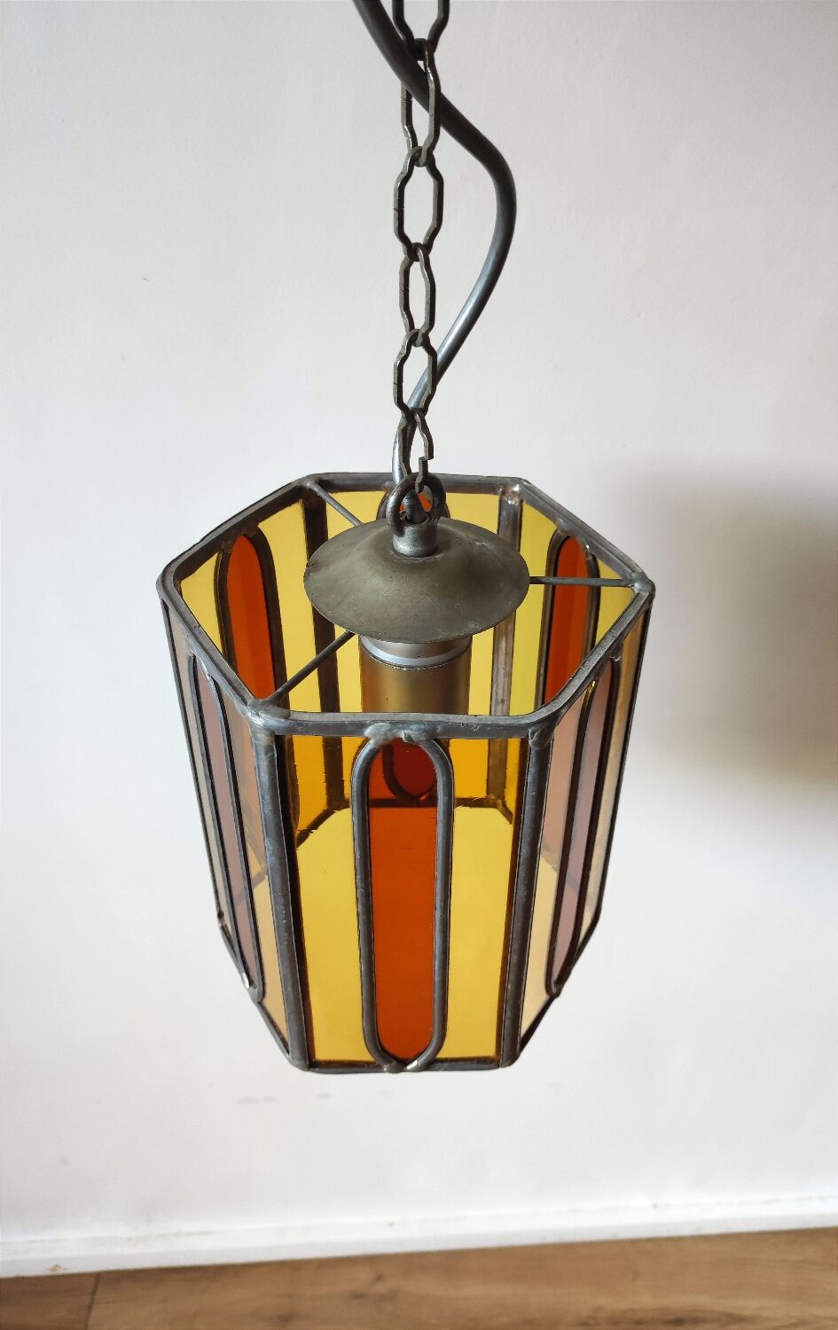 Vintage stained glass pendant light