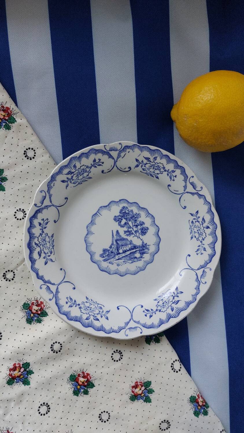 Assiette à dessert Digoin Bernadette bleu