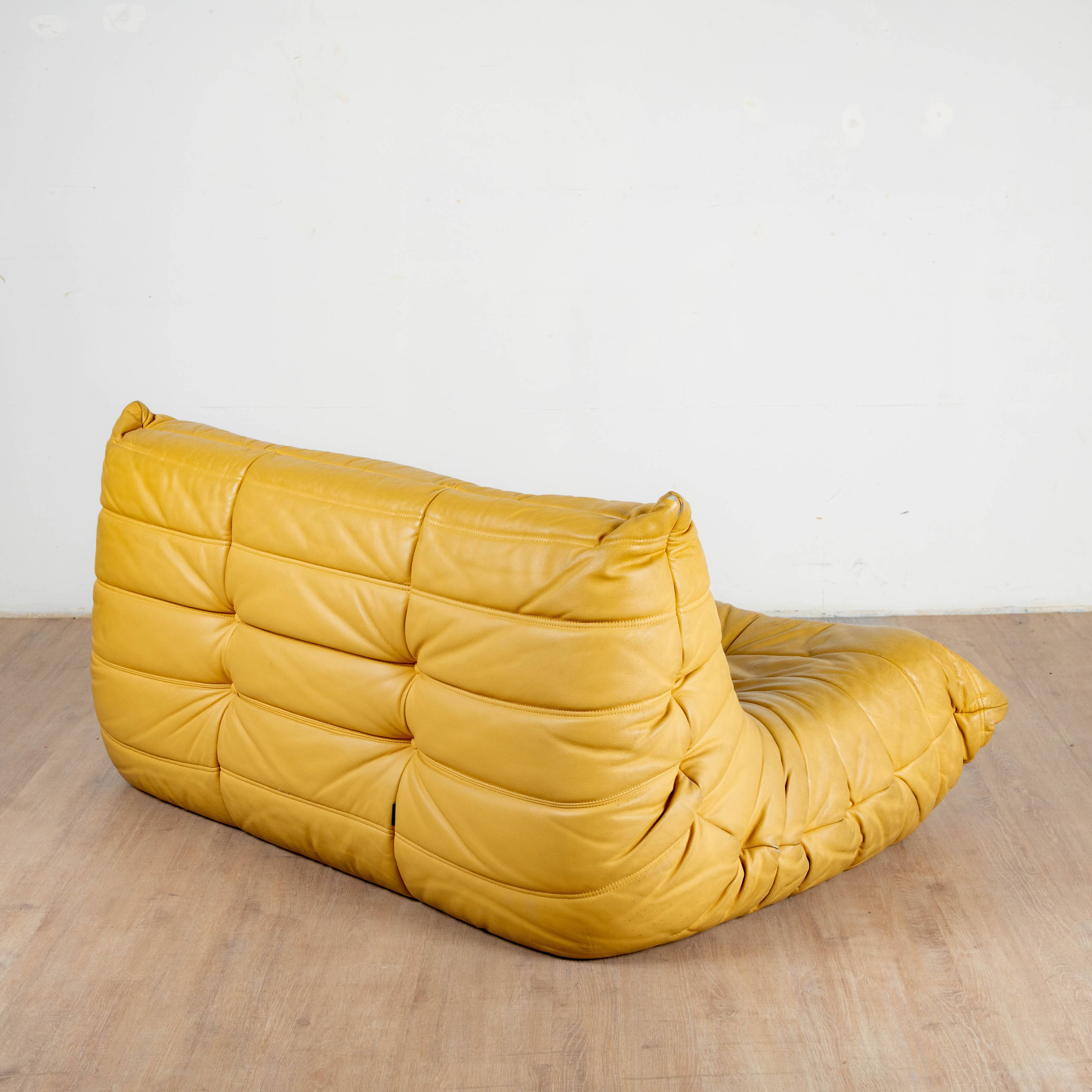 Togo gold leather sofa by Michel Ducaroy for Ligne Roset 1973