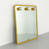 Mirror with integrated yellow metal bulbs, 1970