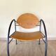 Pair of wooden and steel armchairs, 1980's