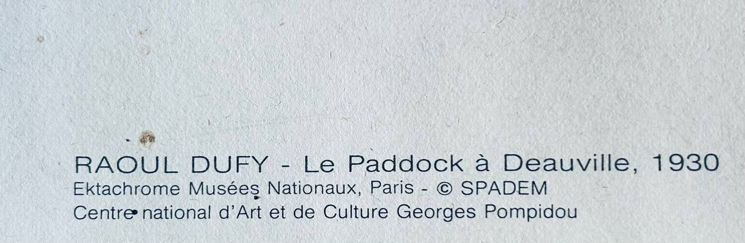 Lithographie Ektachrome, Le Paddock à Deauville de Raoul Duffy. 1960.