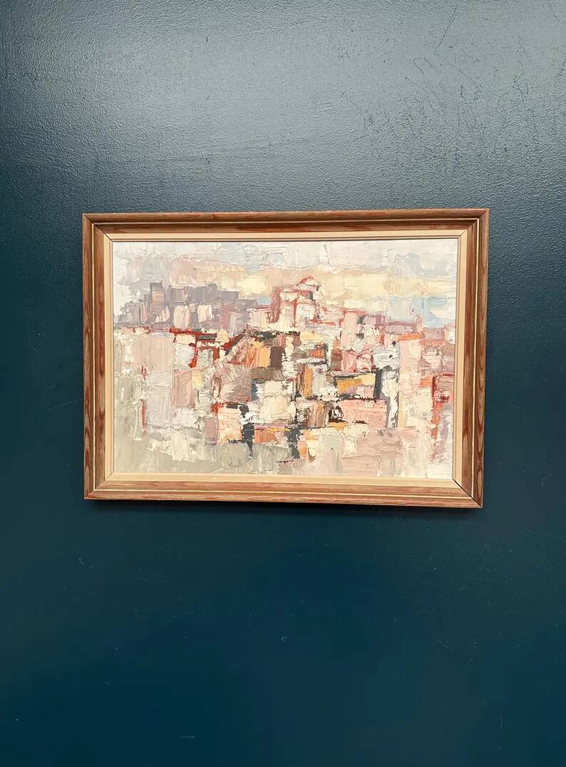 Original Swedish Oil on Panel – “Composition” by Gösta Calmayer – Signed – Dated 1961 – Vintage & Framed – 62 × 45 cm (24.4" × 17.7")