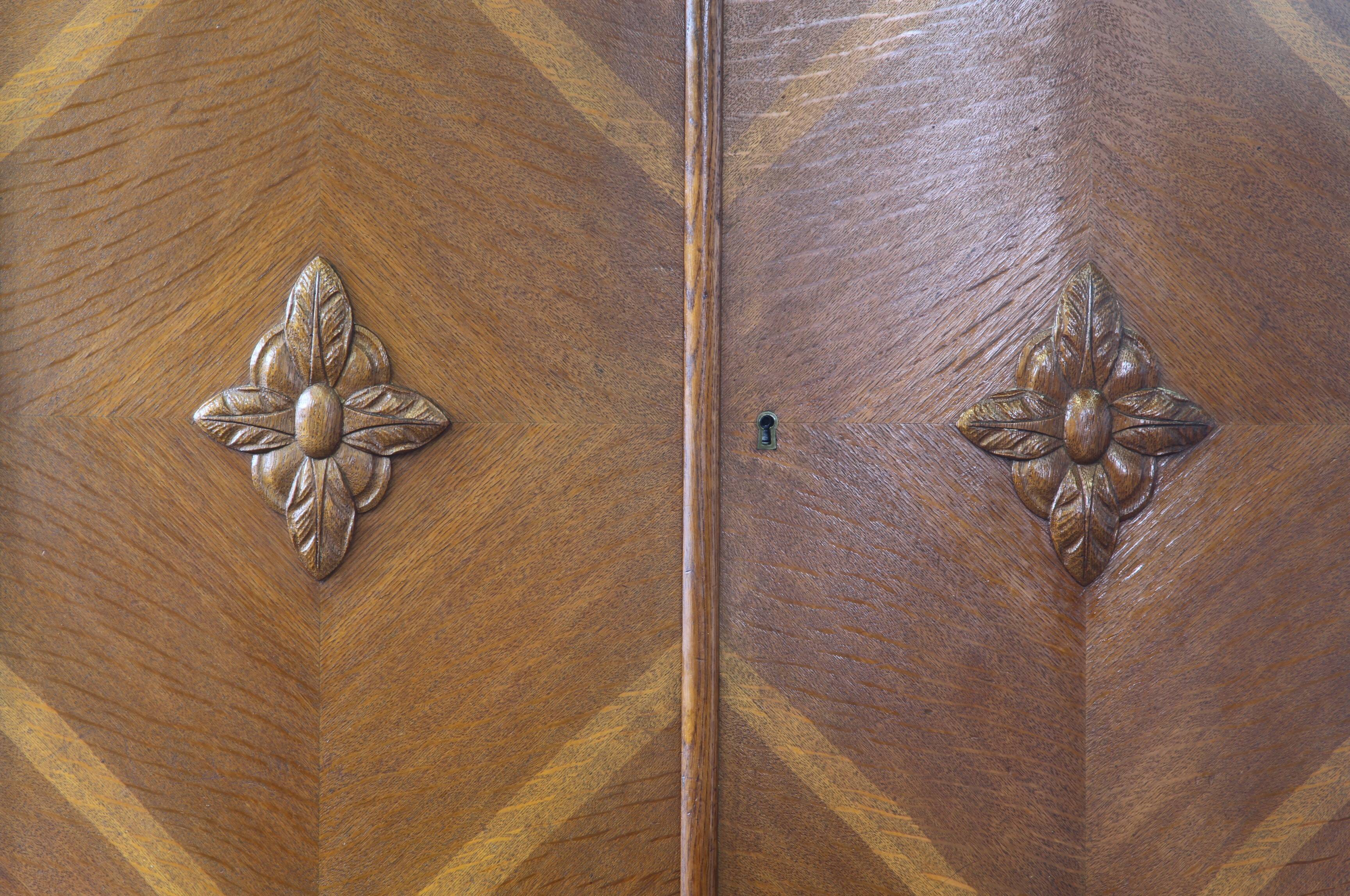 Vintage Danish Oak Closet Linen Wardrobe 1940s Cabinet